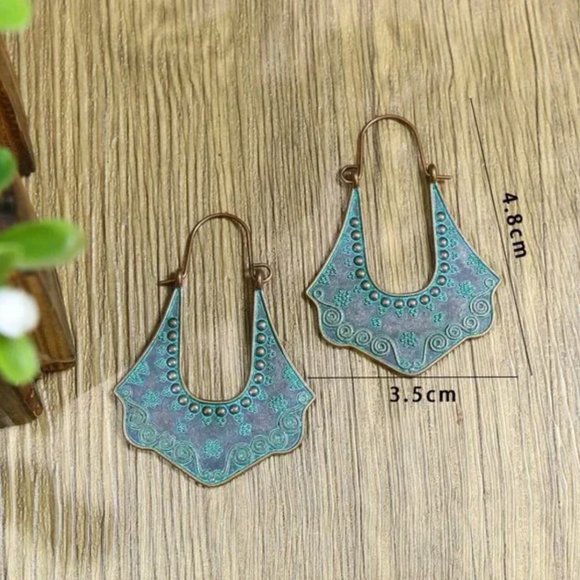 🧿 2 for $25 🧿 Vintage-Style Bohemian Patina Dangle Earrings - Picture 4 of 6